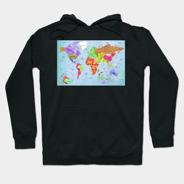 World Map With Countries Art Hoodie by SharpWallArts